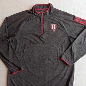 Colosseum Harvard Men’s Large 1/4 Zip Pullover Gray Red Performance Athletic Top